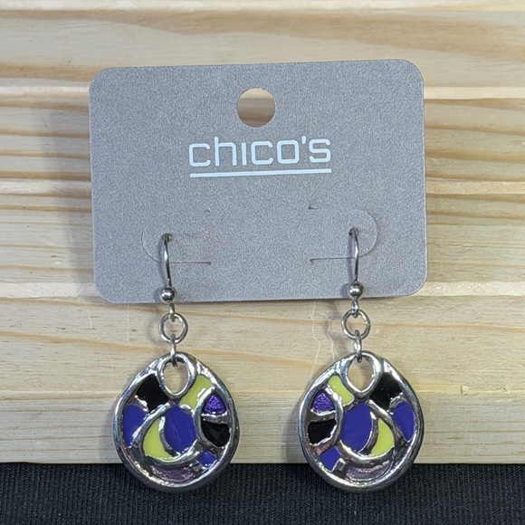 Chico's Jewelry - Chico's Silver Earrings with Purple and Yellow Accents